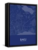 Baku, Azerbaijan Blue Map-null-Framed Stretched Canvas