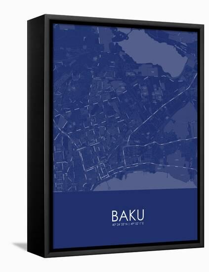 Baku, Azerbaijan Blue Map-null-Framed Stretched Canvas