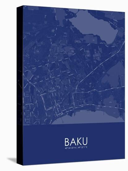 Baku, Azerbaijan Blue Map-null-Stretched Canvas