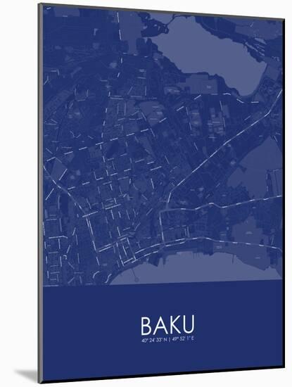 Baku, Azerbaijan Blue Map-null-Mounted Poster