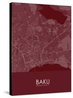 Baku, Azerbaijan Red Map-null-Stretched Canvas