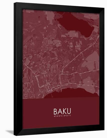 Baku, Azerbaijan Red Map-null-Framed Poster