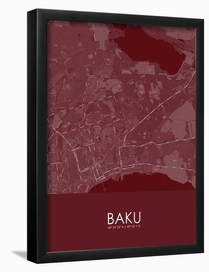 Baku, Azerbaijan Red Map-null-Framed Poster