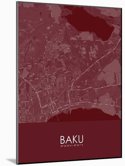 Baku, Azerbaijan Red Map-null-Mounted Poster