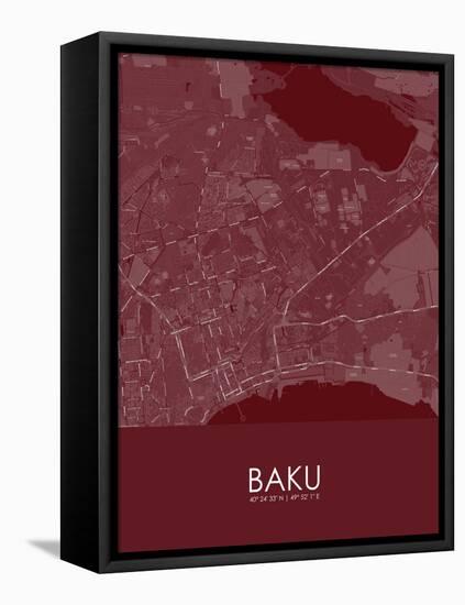 Baku, Azerbaijan Red Map-null-Framed Stretched Canvas