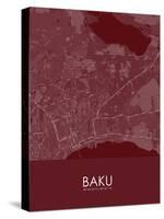 Baku, Azerbaijan Red Map-null-Stretched Canvas