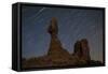 Balanced Rock Against a Backdrop of Star Trails, Arches National Park, Utah-null-Framed Stretched Canvas