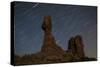 Balanced Rock Against a Backdrop of Star Trails, Arches National Park, Utah-null-Stretched Canvas
