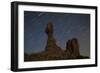 Balanced Rock Against a Backdrop of Star Trails, Arches National Park, Utah-null-Framed Photographic Print