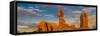 Balanced Rock and full moon, Arches National Park, Utah, USA-Panoramic Images-Framed Stretched Canvas