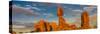 Balanced Rock and full moon, Arches National Park, Utah, USA-Panoramic Images-Stretched Canvas