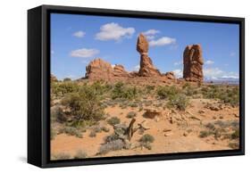 Balanced Rock, Arches National Park, Utah, United States of America, North America-Gary Cook-Framed Stretched Canvas