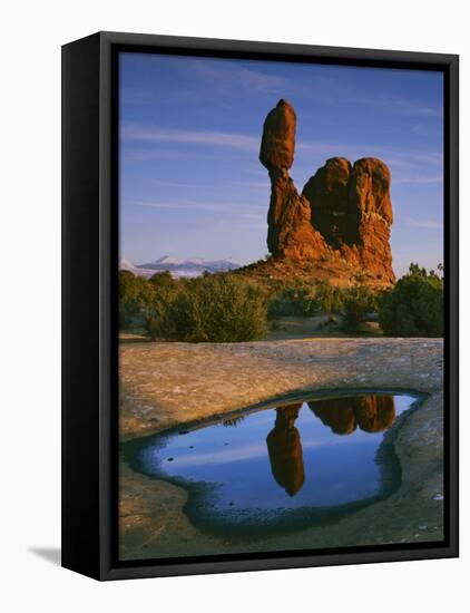 Balanced Rock, Arches National Park, Utah, USA-Charles Gurche-Framed Stretched Canvas