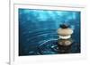 Balanced Stones in Water-SSilver-Framed Photographic Print