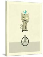 Balancing Cat-Jazzberry Blue-Stretched Canvas