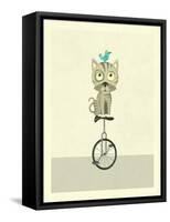 Balancing Cat-Jazzberry Blue-Framed Stretched Canvas