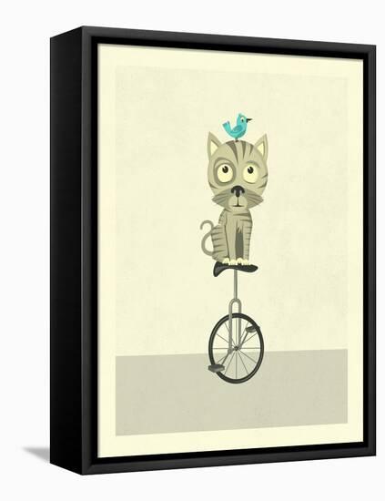 Balancing Cat-Jazzberry Blue-Framed Stretched Canvas