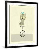 Balancing Cat-Jazzberry Blue-Framed Art Print