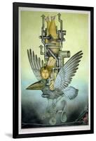 Balancing Girl on Mechanical Bird on Tightrope-Wayne Anderson-Framed Giclee Print