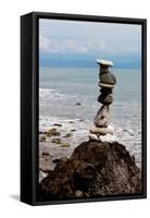 Balancing Rocks Near Ocean Photo Poster Print-null-Framed Stretched Canvas