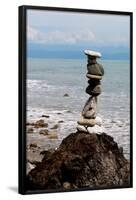 Balancing Rocks Near Ocean Photo Poster Print-null-Framed Poster