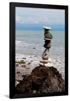 Balancing Rocks Near Ocean Photo Poster Print-null-Framed Poster