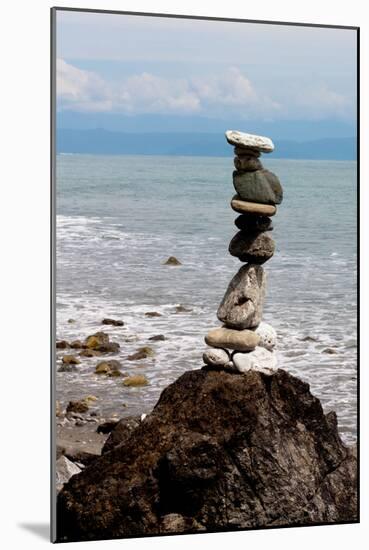 Balancing Rocks Near Ocean Photo Poster Print-null-Mounted Poster