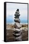 Balancing Rocks on Beach Photo Poster Print-null-Framed Stretched Canvas