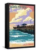 Balboa, California - Balboa Pier since 1906-Lantern Press-Framed Stretched Canvas