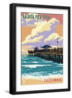 Balboa, California - Balboa Pier since 1906-Lantern Press-Framed Art Print