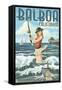 Balboa, California - Surf Fishing Pinup Girl-Lantern Press-Framed Stretched Canvas