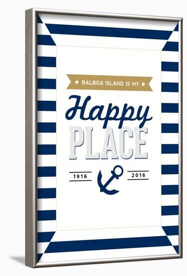 Balboa Island, California - Balboa Island Is My Happy Place-Lantern Press-Framed Art Print