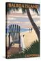 Balboa Island, California - Beach Chair-Lantern Press-Stretched Canvas