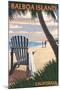 Balboa Island, California - Beach Chair-Lantern Press-Mounted Art Print