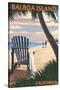 Balboa Island, California - Beach Chair-Lantern Press-Stretched Canvas