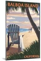 Balboa Island, California - Beach Chair-Lantern Press-Mounted Art Print