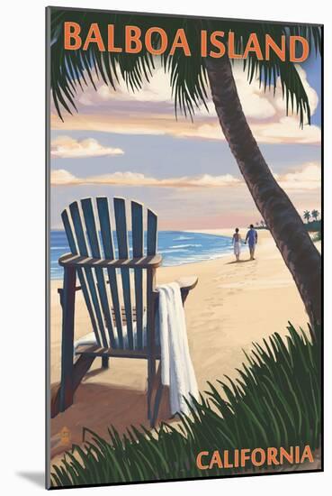 Balboa Island, California - Beach Chair-Lantern Press-Mounted Art Print