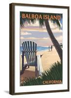 Balboa Island, California - Beach Chair-Lantern Press-Framed Art Print