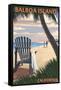Balboa Island, California - Beach Chair-Lantern Press-Framed Stretched Canvas