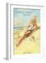 Balboa Island, California - Pin-up Girl - Blonde Adventuress on the Beach-Lantern Press-Framed Art Print