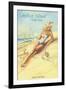Balboa Island, California - Pin-up Girl - Blonde Adventuress on the Beach-Lantern Press-Framed Art Print