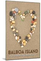 Balboa Island, California - Stone Heart on Sand-Lantern Press-Mounted Art Print