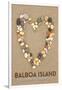 Balboa Island, California - Stone Heart on Sand-Lantern Press-Framed Art Print