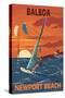 Balboa - Newport Beach, California - Windsurfers-Lantern Press-Stretched Canvas