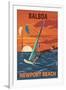 Balboa - Newport Beach, California - Windsurfers-Lantern Press-Framed Art Print