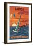 Balboa - Newport Beach, California - Windsurfers-Lantern Press-Framed Art Print