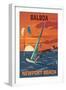 Balboa - Newport Beach, California - Windsurfers-Lantern Press-Framed Art Print