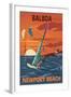 Balboa - Newport Beach, California - Windsurfers-Lantern Press-Framed Art Print