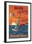 Balboa - Newport Beach, California - Windsurfers-Lantern Press-Framed Art Print