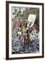 Balboa Raising His Sword to Claim the Pacific Ocean for Spain, c.1513-null-Framed Giclee Print